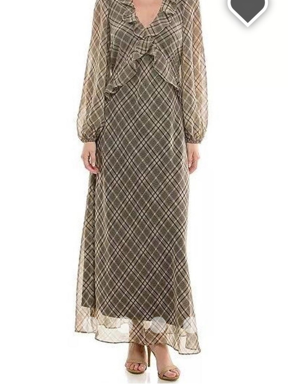 Taylor Plaid Ruffle-Front Maxi Skirt in Brown and Cream